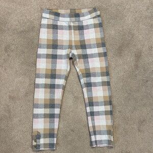 Janie and Jack Plaid Knit Leggings in Pink, Tan & Gray